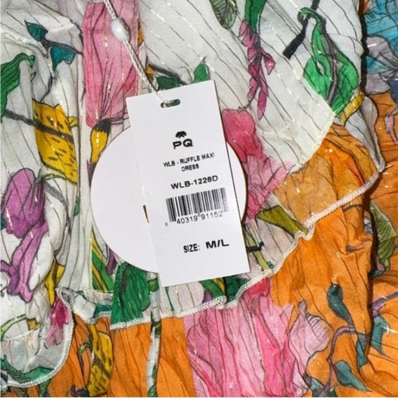 PQ Swim x Anthropologie Floral Ruffle Tiered Maxi Dress Orange M/L - Picture 14 of 14